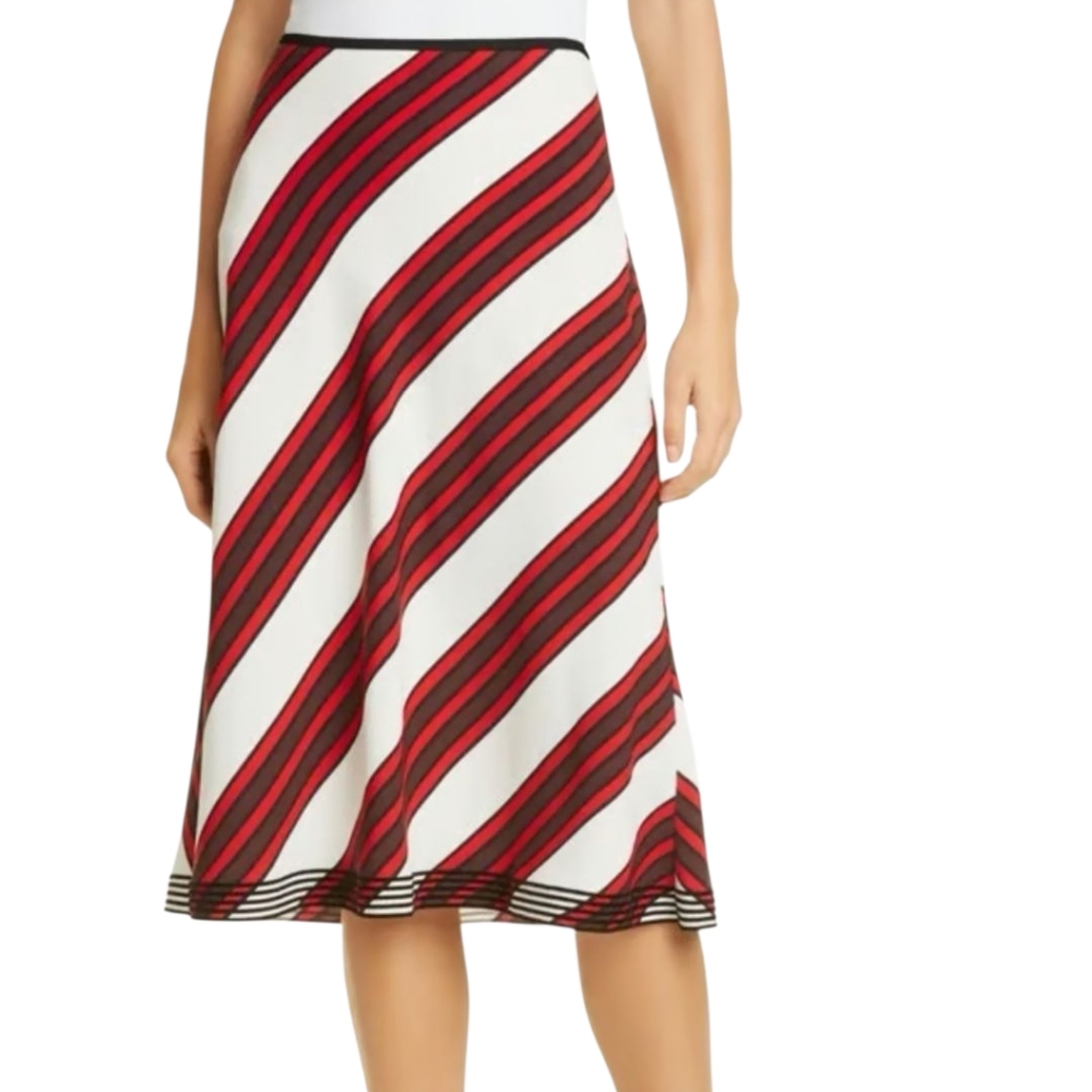 NWT TORY BURCH Printed A-Line Midi Skirt In Maverick Stripe Size 4 NEW